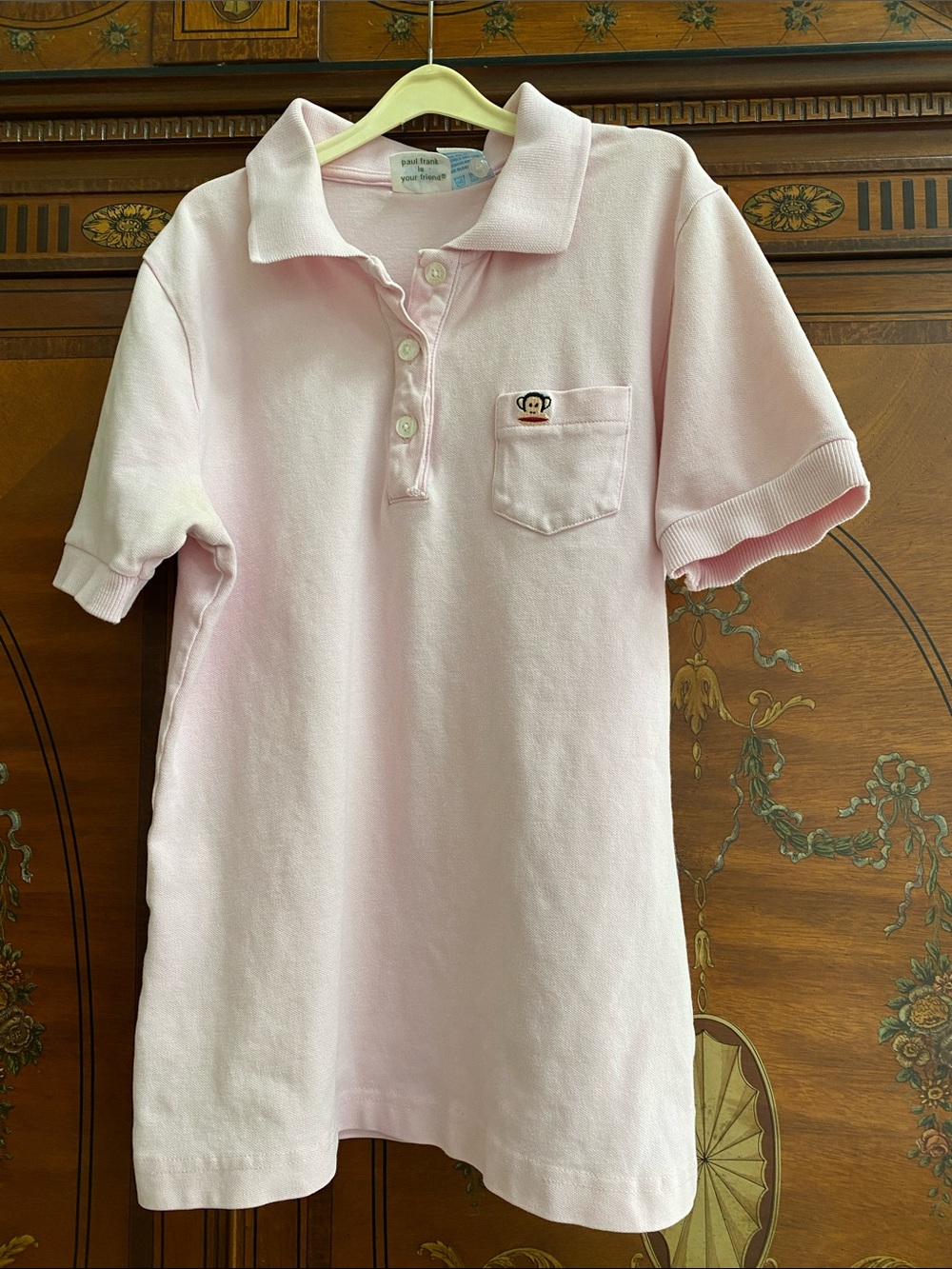 Paul Frank Light Pink Polo with Pocket Monkey Patch